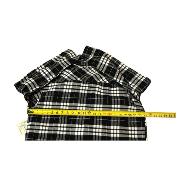 Café Marrakesh black white plaid flannel Style shirt NWT pockets L hidden button - Picture 13 of 16